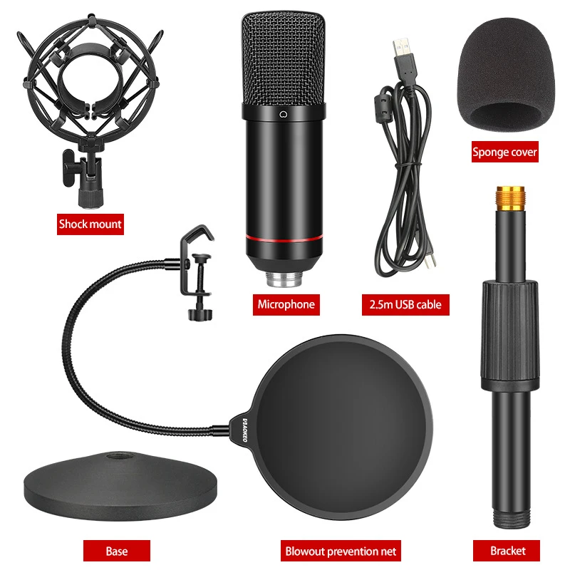 Condenser Microphone Set Studio Mic Equipment Recording Outdoor Gaming Microfono Usb