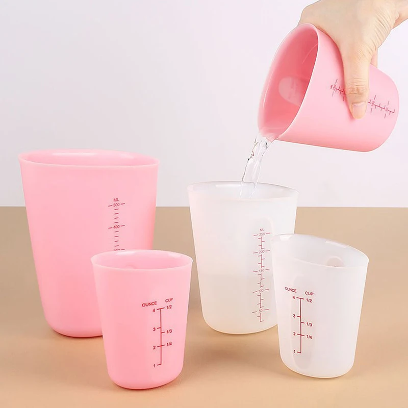 Silicone Measuring Cup 250/500ML Double Scale Soft Measuring Cup Milk Cup Baking Tools Handmade DIY Measuring Cup kitchen Tools