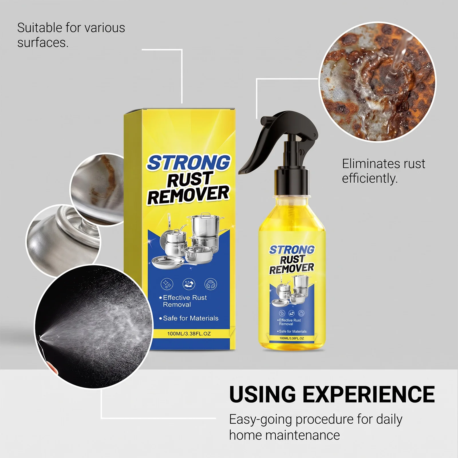 Multi Purpose General Metal Rust Remover Spray Fast Penetrate For Kitchen Tool Door Locks Hardware Household Car Parts Maintence