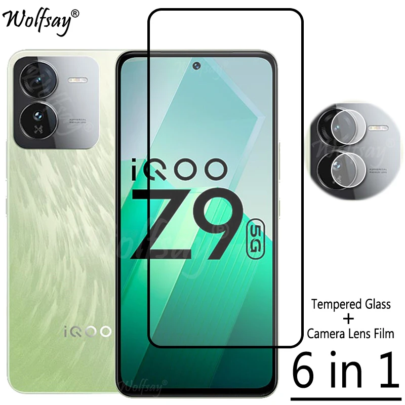 Full Cover Tempered Glass For Vivo iQOO Z9 Screen Protector For Vivo iQOO Z9 5G Camera Glass For Vivo iQOO Z9 Glass 6.67 inch