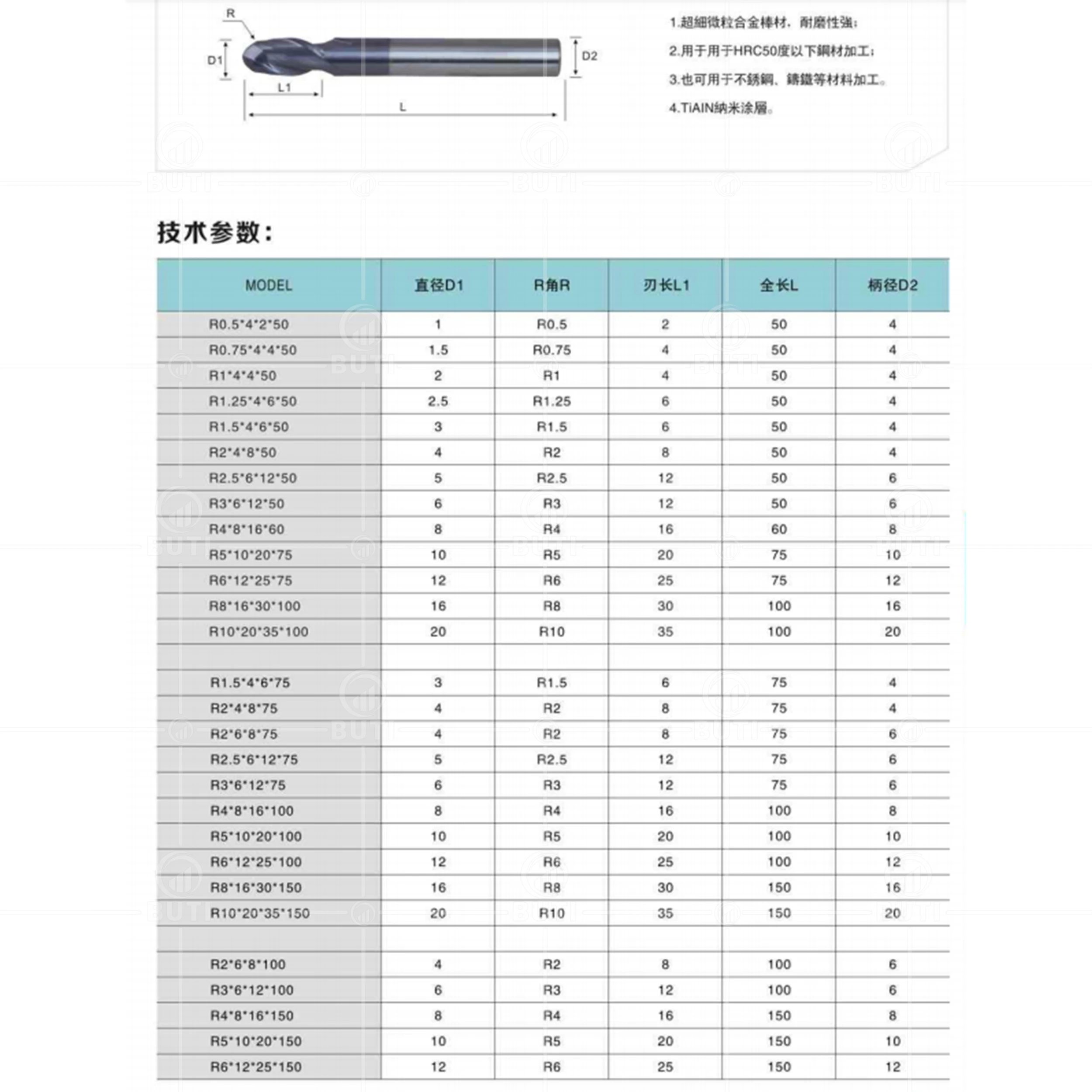 DESKAR 100% oryginalny R4x8x20x100 r5x10x10x25x100 R6x12x24x100 R8x16x35x100 R10 kula końcówki do nosa młyny HRC50 AL tokarka CNC narzędzia tnące