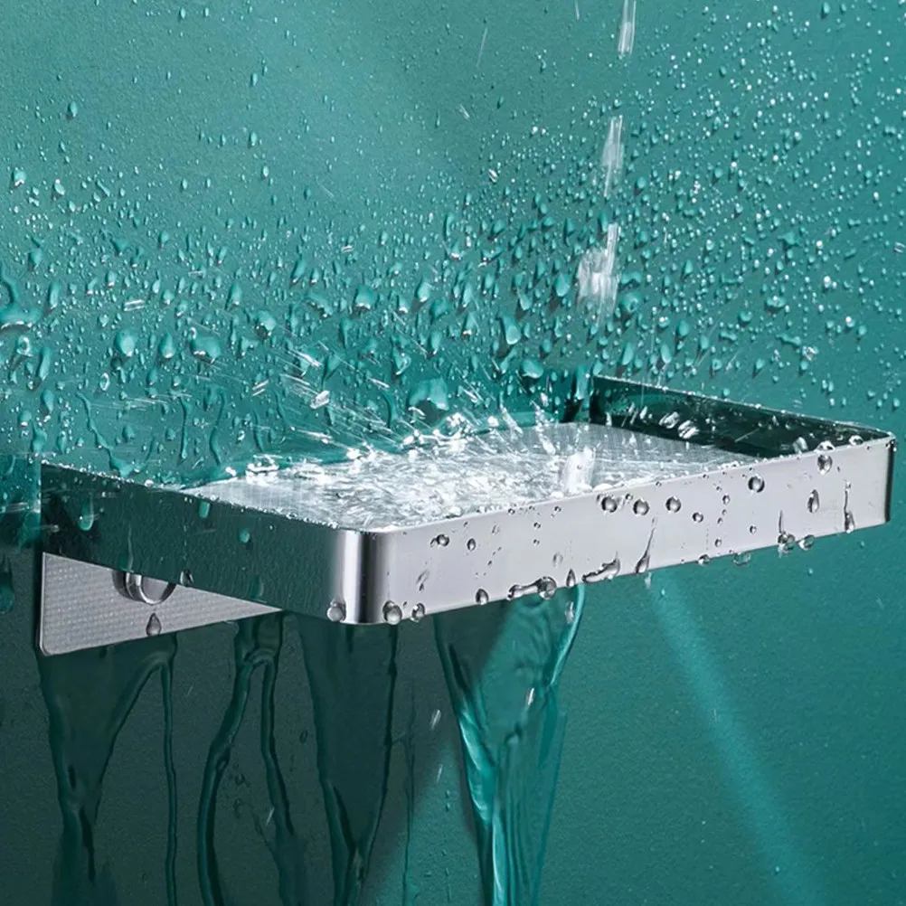 

Wall Mounted Phone Holder Stainless Steel 7.3"X3.5" Floating Shelf For Bathroom Toilet Organizer Phone Rack Cellphone Stand