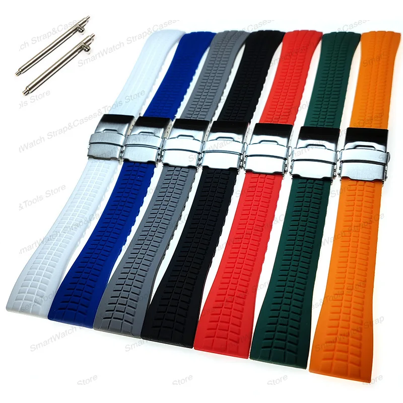 20mm 22mm Universal Quick Release Extended Soft Silicone Rubber Strap for Men Waterproof Watch Band Cuttable Adjust Bracelet