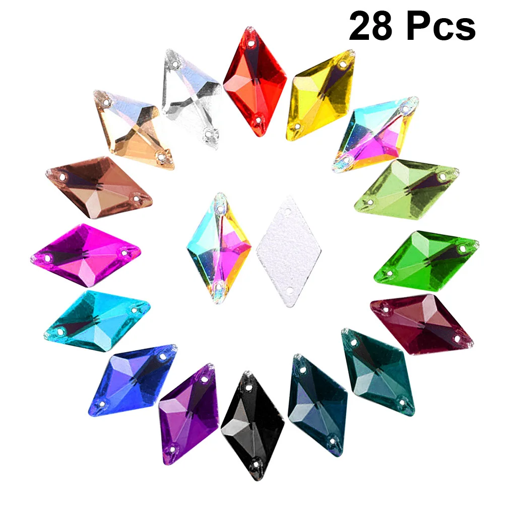 28 peças contas de vidro de cristal de losango costuradas suprimentos artesanais para acessórios de joias diy colar pulseira pingente joias faça você mesmo