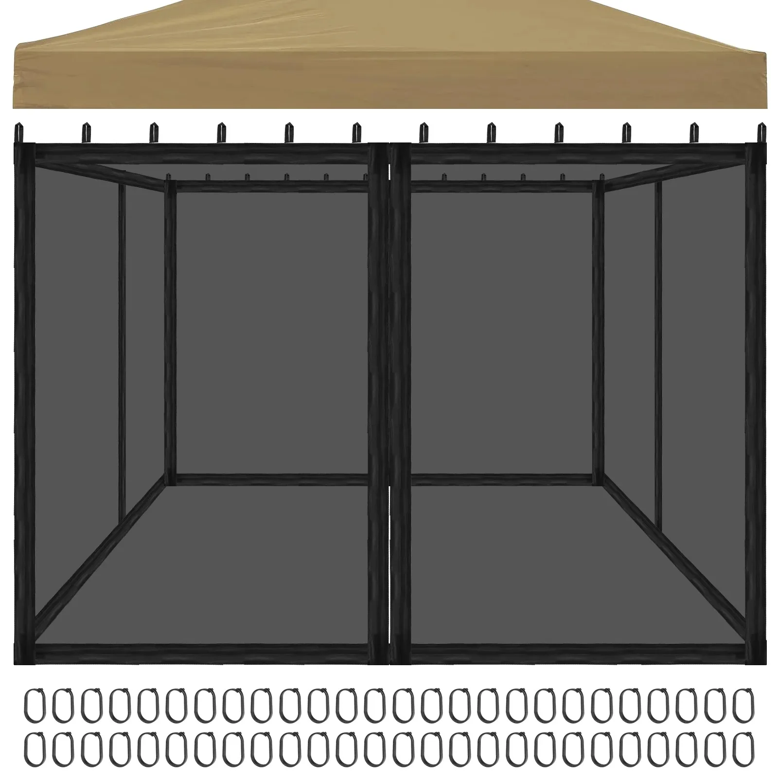 Nordic High Quality Universal Gazebo Mosquito Netting Screen 4-Panels for Patio, Garden and Backyard, Outdoor Canopy