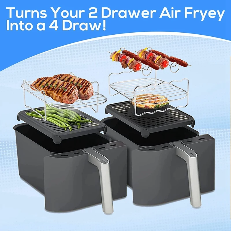 6 PCS Air Fryer Accessories Set For Ninja Foodi AF300UK AF400UK, Tower T17088, Instant Salter Dual Zone Deep 7.6L-9.6L