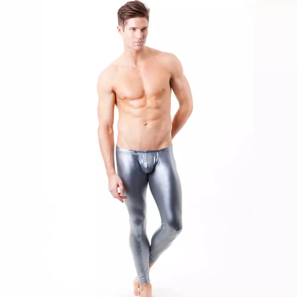 

Men's Underwear Imitation Leather Pants Nightclub Tight Pajama Pant Sexy Patent Leather Mens Casual Panties