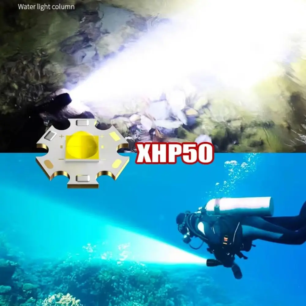 Super Bright Diving Flashlight Type C Rechargeable IPX8 Waterproof Dive Torch High Power Adjustable Focus