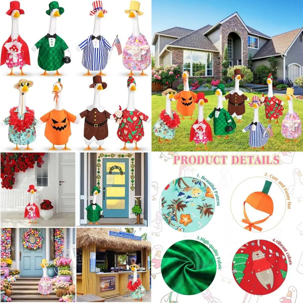 

Seasonal Goose Outfits for Lawn Porch - Fall, Halloween, Christmas, Summer, All Seasons Costumes for 23 Cement Goose