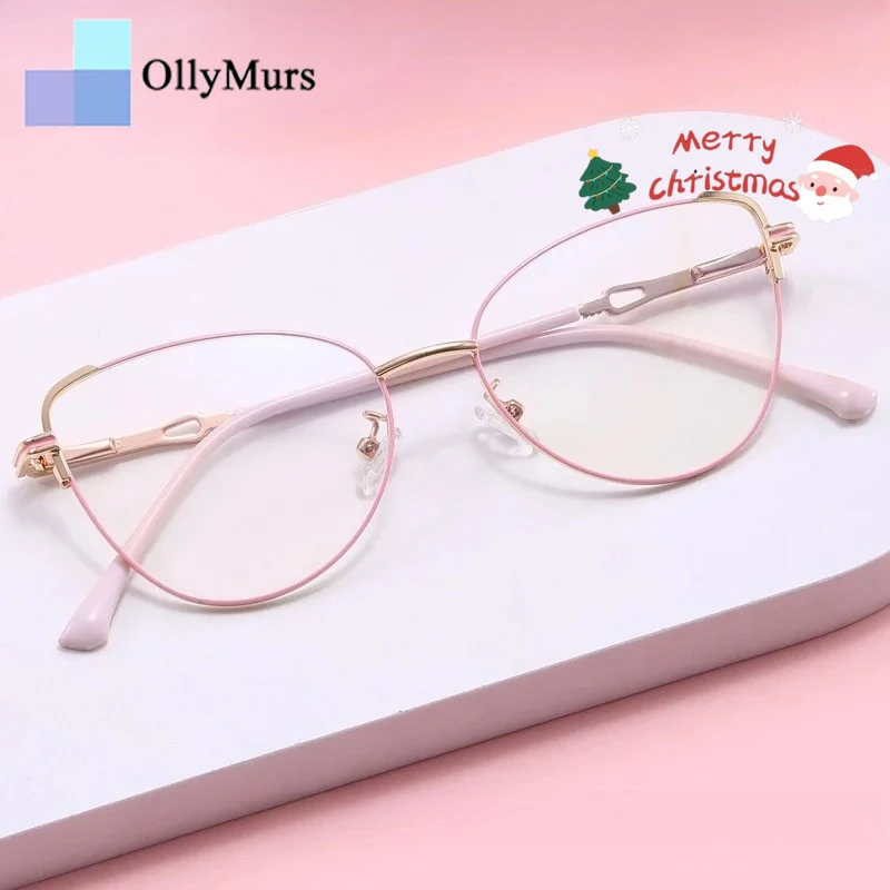 

OLLYMURS, новинка 2025, женские простые модные очки «кошачий глаз», ультралегкие ретро-оптические очки по рецепту G95215