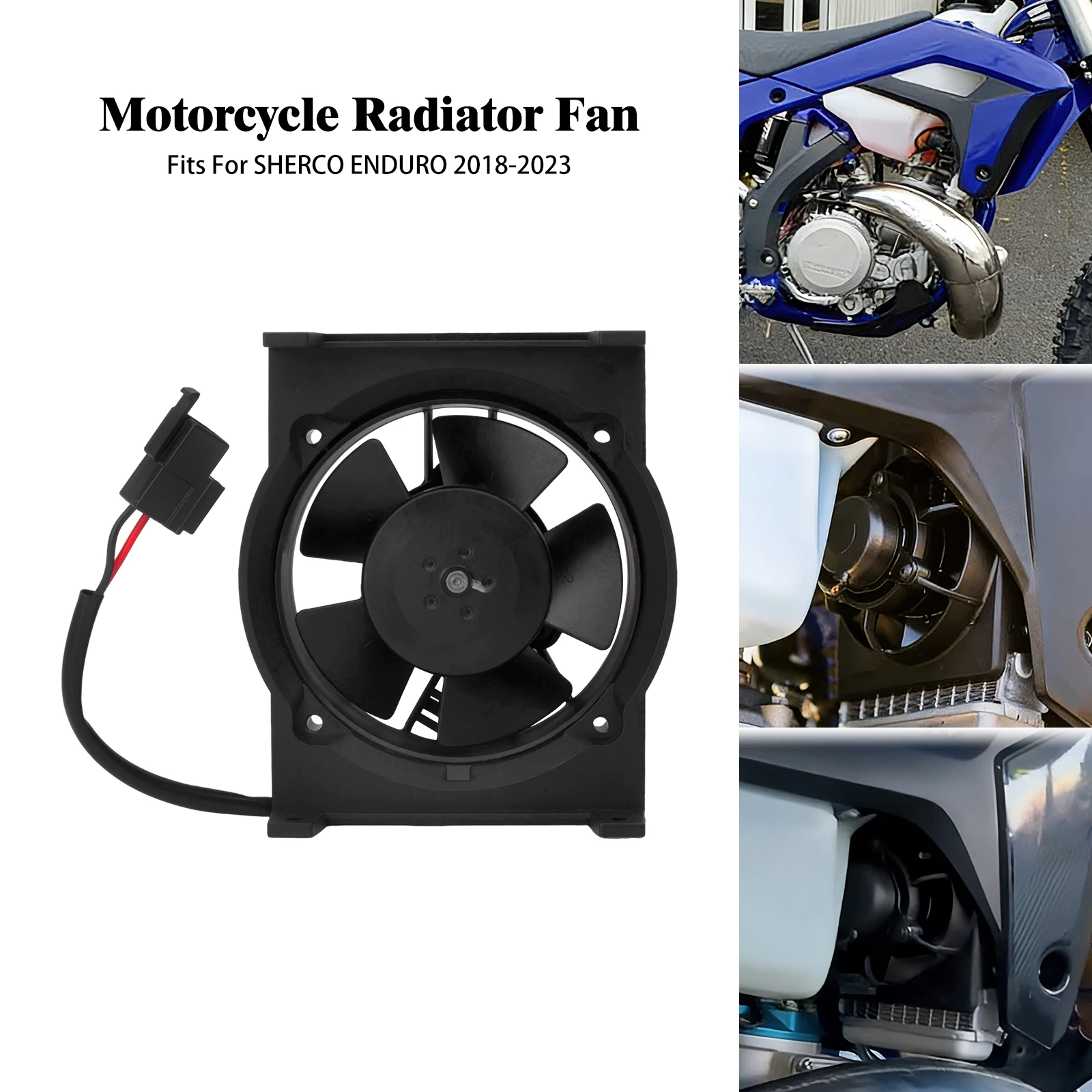 Motorcycle Radiator Cooling Fan CoolFlow Plastic Black Assembly 12V For SHERCO ENDURO 2018 2019 2020 2022-2023 Engine Cooler Fan