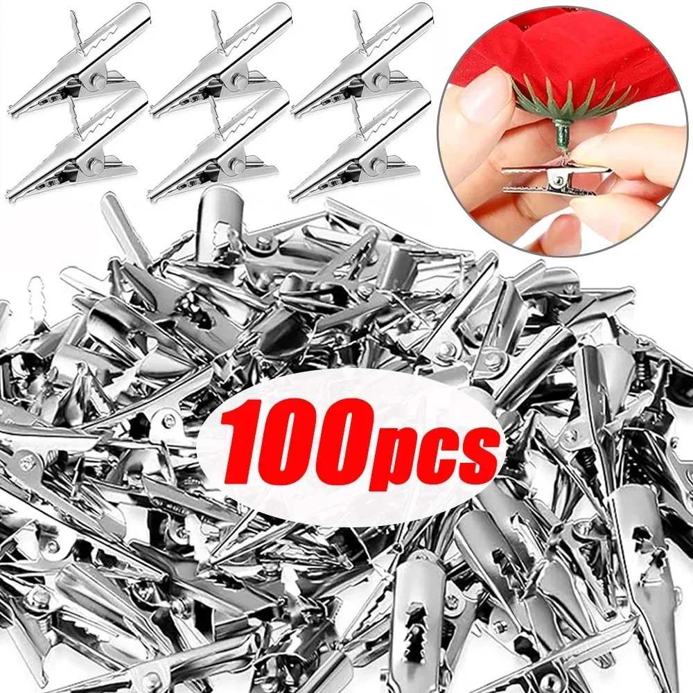 Mini Christmas Flowers Fixed Clips Xmas Tree Flower Metal Fixing Clip for New Year Navidad Noel Wreath Party Decoration Supplies