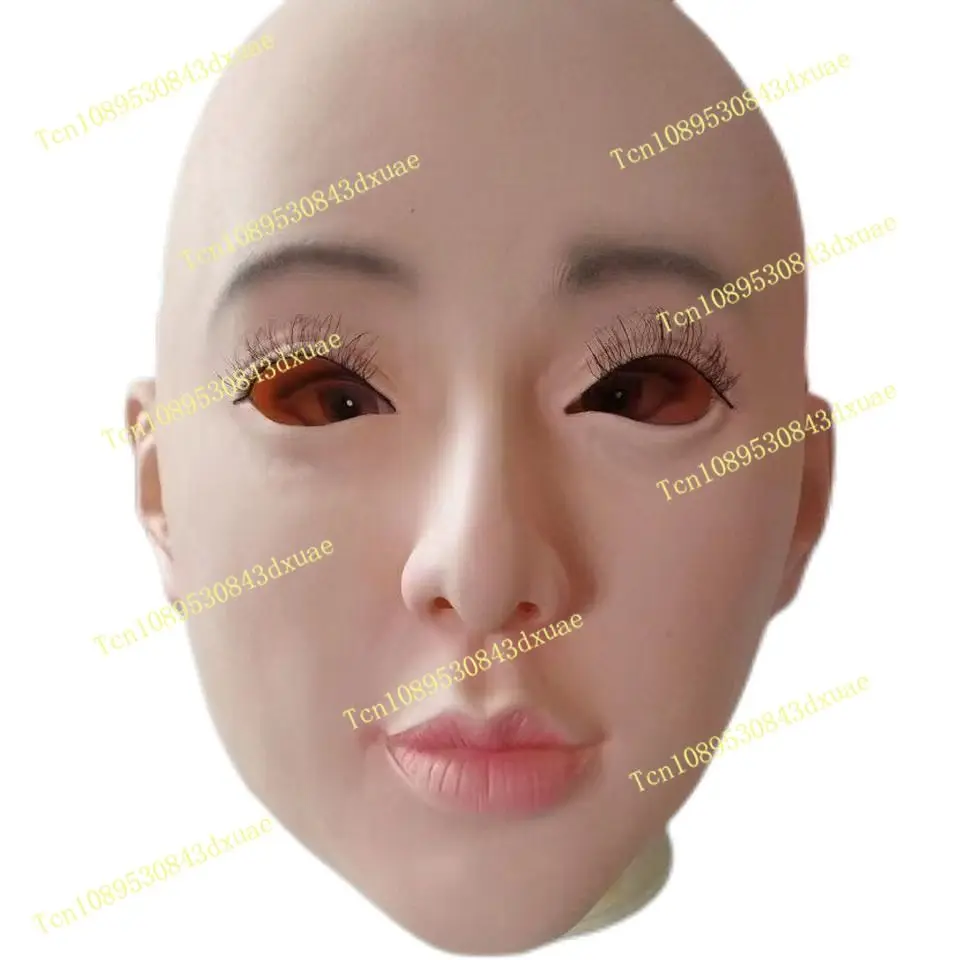 New mainstream hot simulated human leather face with beautiful woman bald hood, event party performance dress up makeup