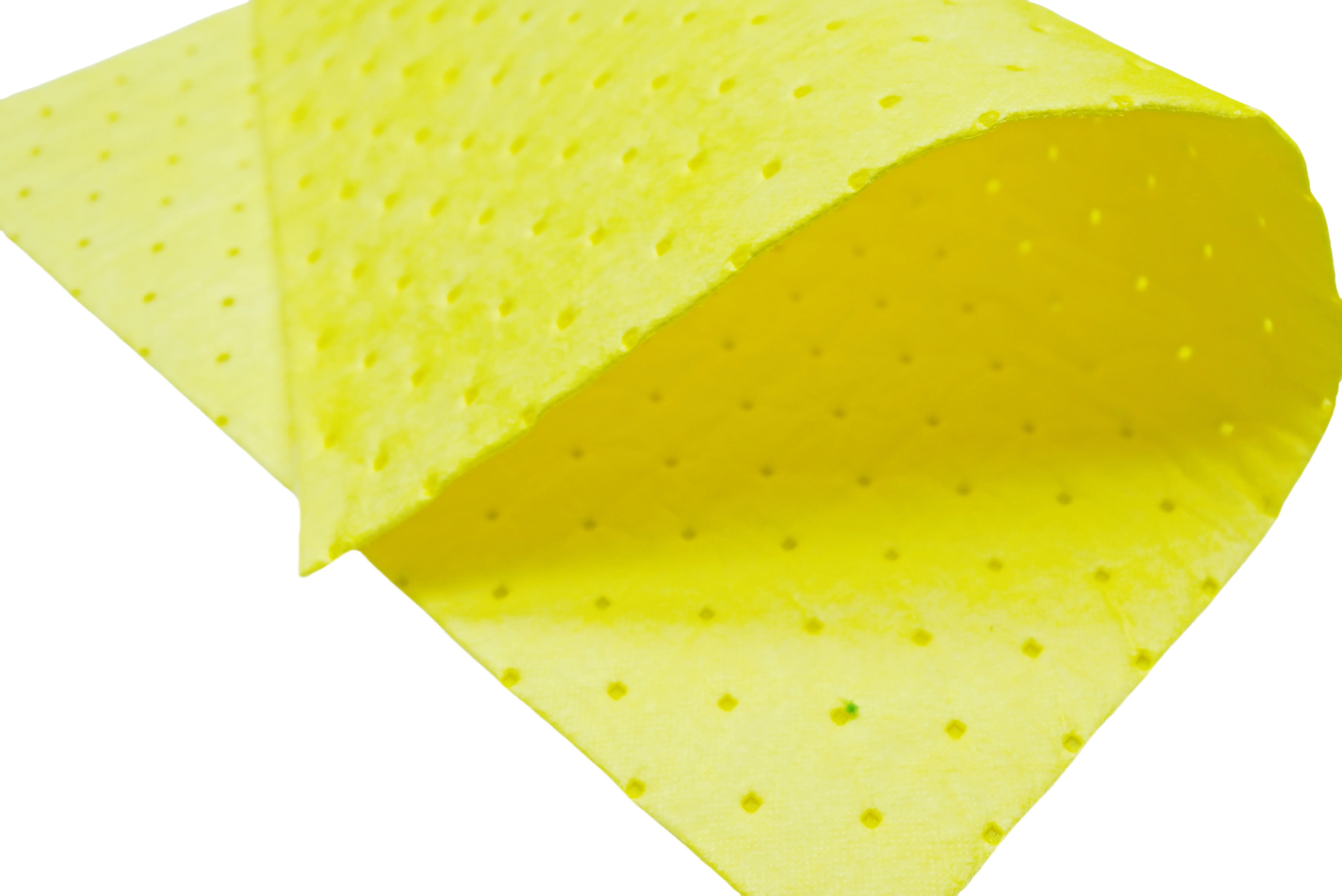 Tampone di assorbimento dell'olio facile da strappare di livello professionale perforato giallo di fabbrica per prevenire fuoriuscite chimiche