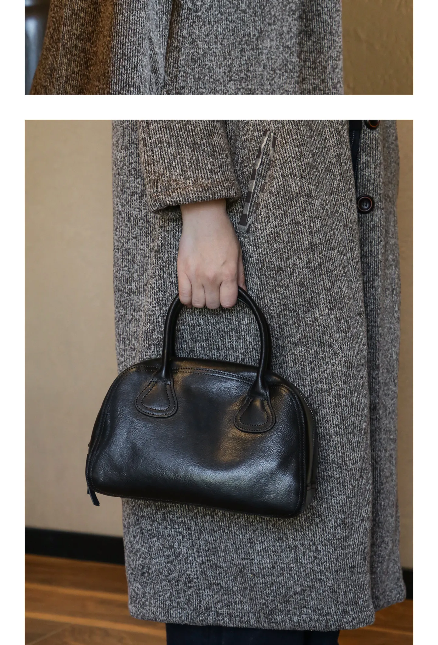 Einfache Vintage-Handtasche aus hochwertigem Echtleder für Damen, Luxus-Handtasche für Wochenendpartys, handgefertigte Schultertasche aus echtem Rindsleder für Frauen. – Detail 16
