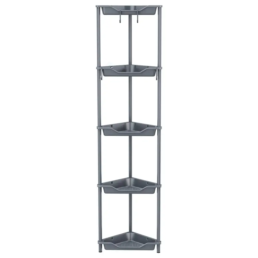 

Rustproof 5 Tier Floor Standing Corner Shower Caddy Organizer, Plastic Metal Splicing Floor Corner Shelf Rack Stands for Bathroo