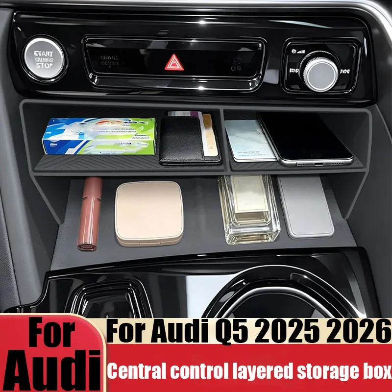For Audi Q5 GU 2025 2026 Center Console Layered Storage Box Car Interior Organizer Tray Storage Modification Accessories