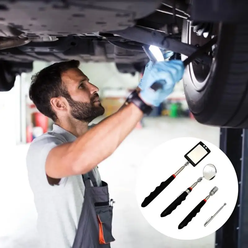 Vierkante/Ronde Draaibare Spiegel Hoek Telescopische Spiegel Extendible Inspectie Rvs Detection Tool Apparatuur