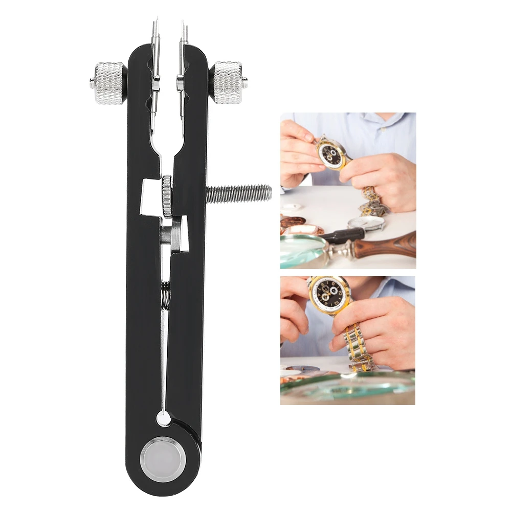 Watch Bracelet Remover Watch Spring Plier 6825 Alloy Watch Strap Remover Adjuster Tool V shaped Spring Bar Plier (Black 6-Pin)