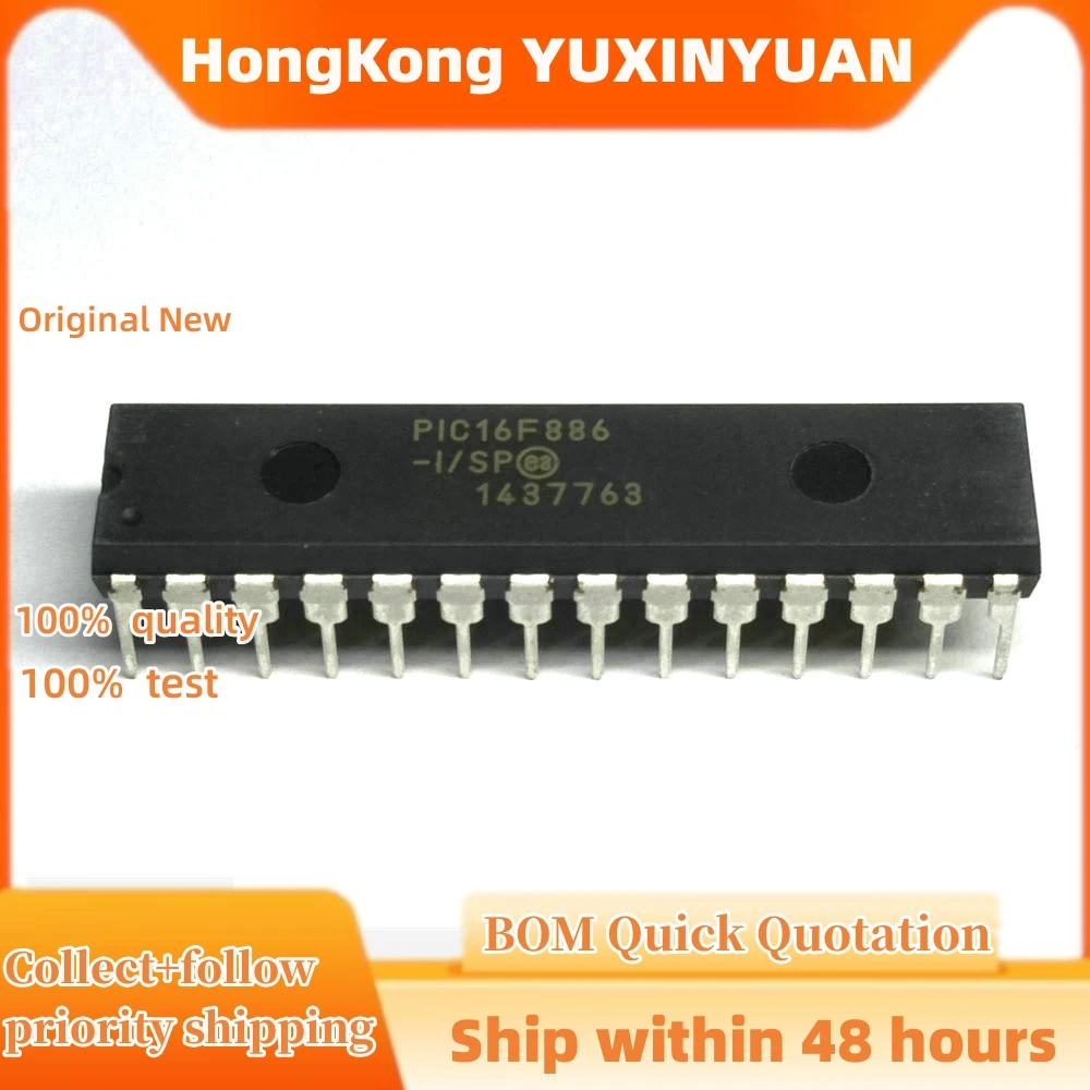 1PCS PIC16F886-I/SP PIC16F886 DIP-28 MCU  CHIPS IN STOCK COP472N-3 DIP