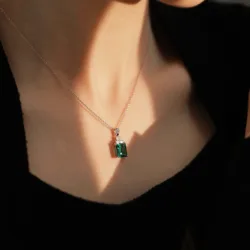 ATTAGEMS Classic 3.6ct Emerald Green S925 Sterling Silver Pendant Necklace With Chain For Women Fine Jewelry Wedding Party Gift