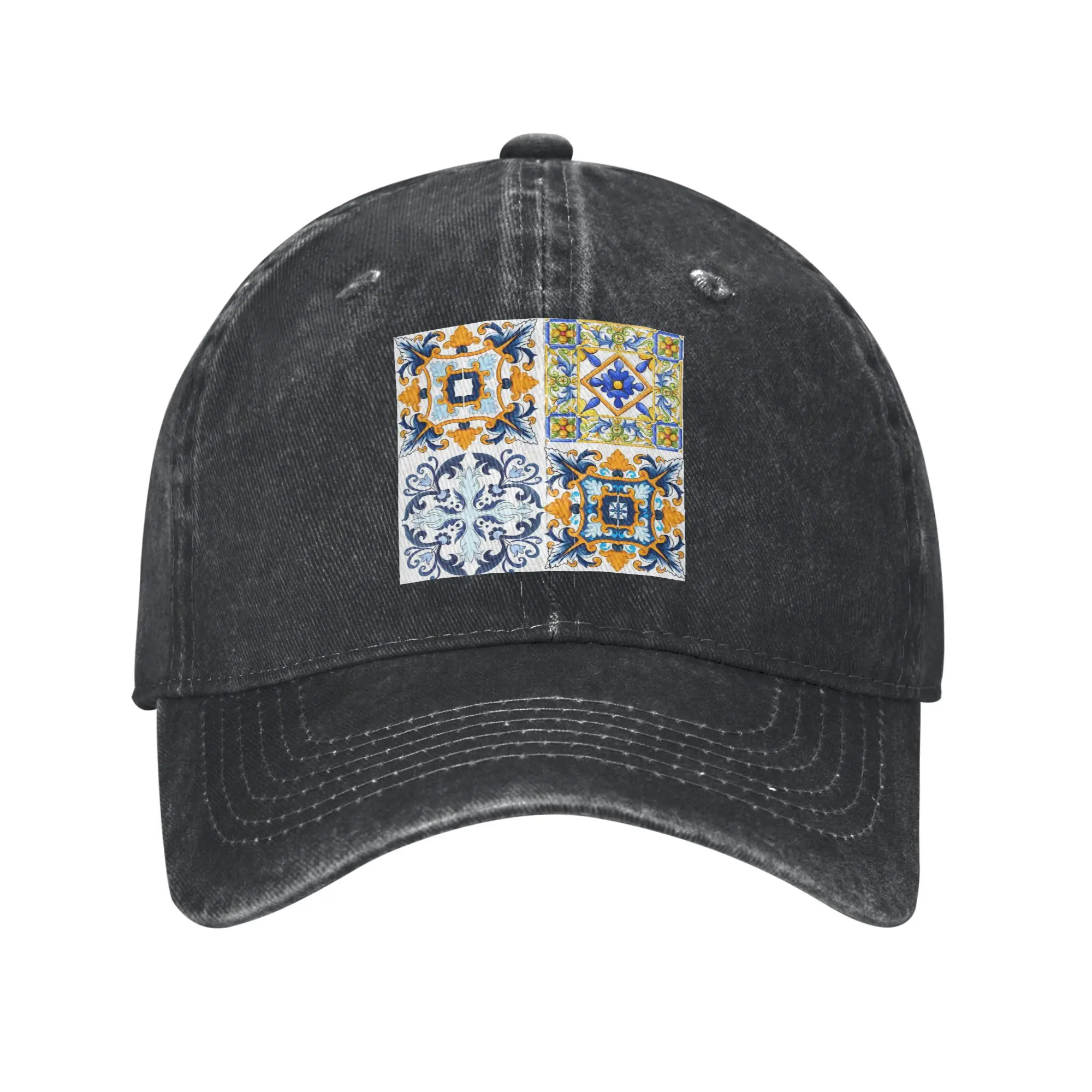 Copy of Sicilian tiles mediterranean mosaic Fashion Baseball Cap  Hiphop Caps  Motorcycle Riding Caps