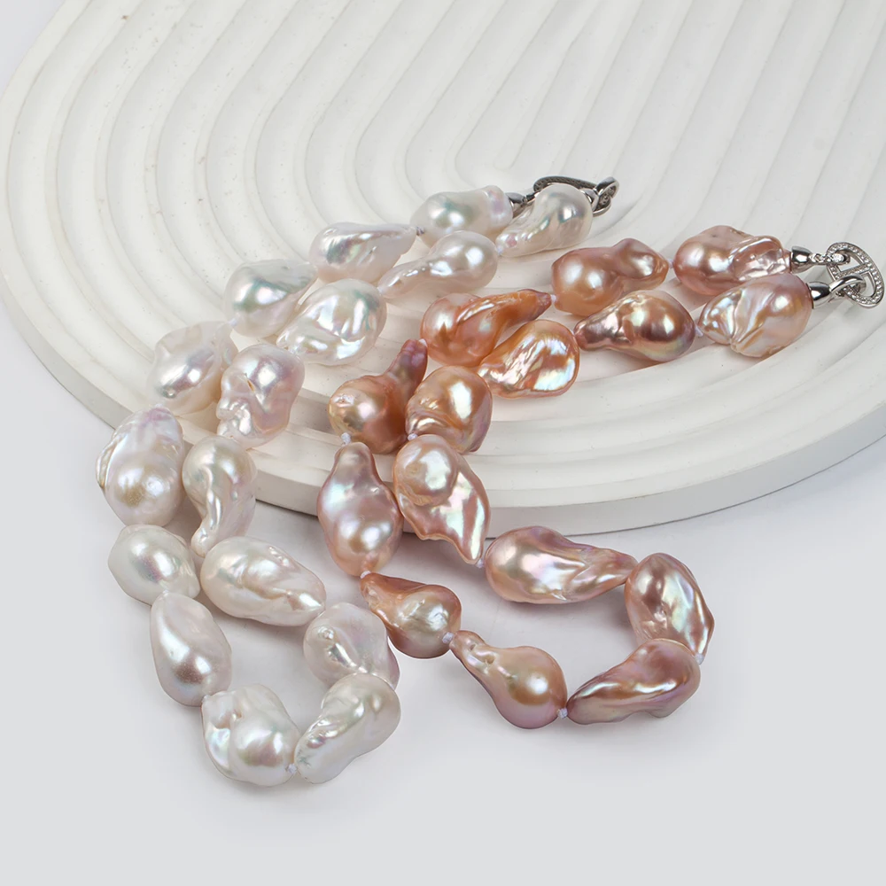 

Ожерелье из большого жемчуга в стиле барокко — натуральный пресноводный жемчуг 24–30 мм, драматическая фокусная деталь 18 дюймов PN045