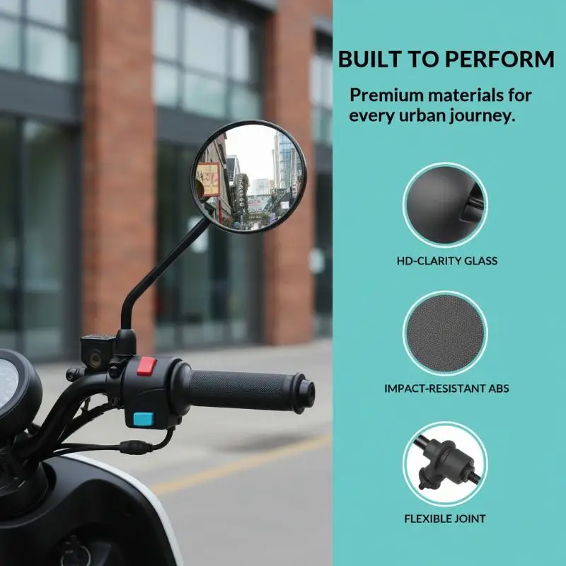 Safe Riding Bike Handlebar Mirror 1 Pair Universal 22mm Rounded 360° Adjustable Side Mirror for Urban Mountain Biking