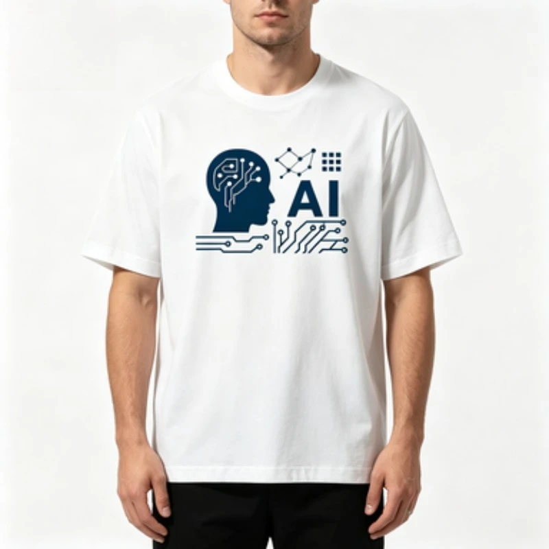 Unisex Tshirt Artificial Intelligence Circuit Brain Silhouette AI Symbol Design Tech Enthusiast Programmer Casual Outdoor Top