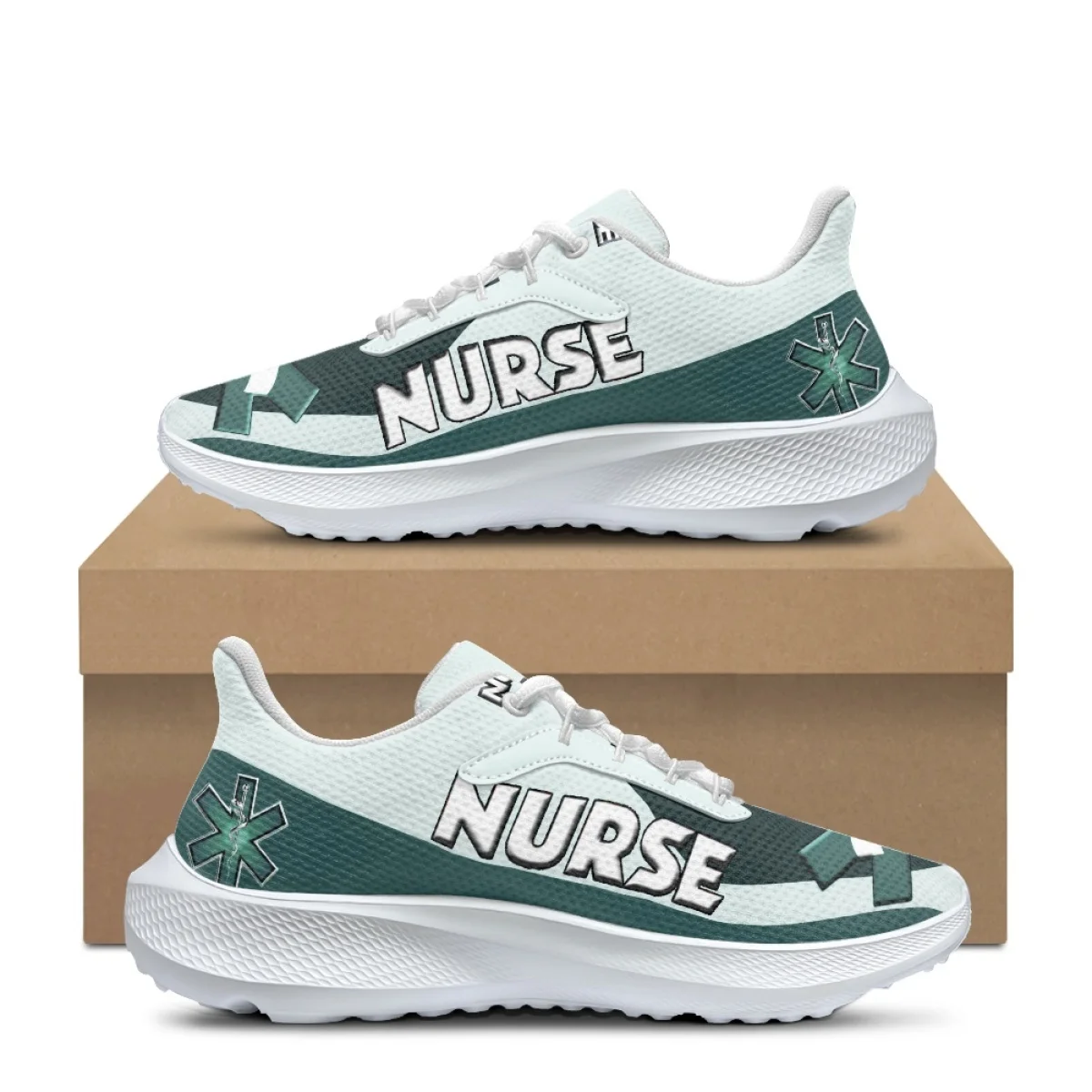 

Cartoon Nurse Print Casual Shoes for Ladies Flat Sneakers Summer Autumn New Outdoor Sports Running Shoes Lace Up Training Shoes