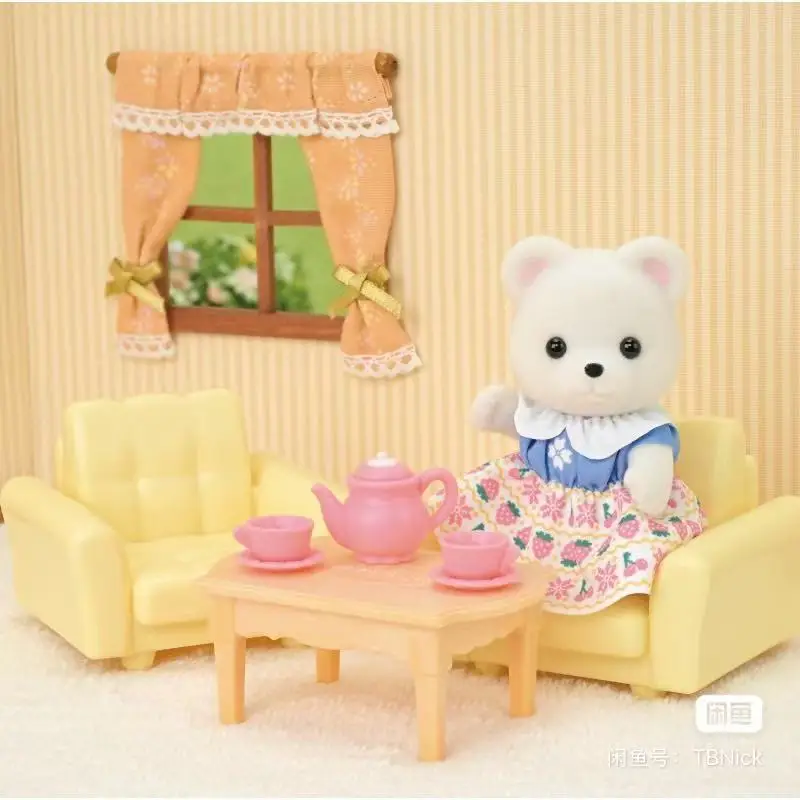 سيلفانيان فاميليز أعمى المفاتيح اكسسوارات أرقام الأصلي الأبيض الدب أريكة الاطفال لعب للفتيات فتاة لعبة المطابخ مجموعات هدايا