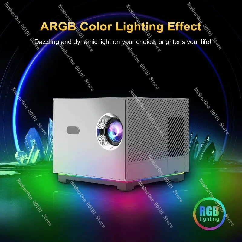 Home projector with bedroom wall projection, ultra-HD 4K decoding, portable, high-definition display, suitable for home cinema