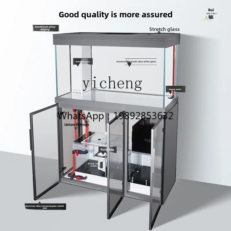 

YGG fish tank living room ecological tank ultra-white glass tank ecological industrial air bottom filter medium and large set