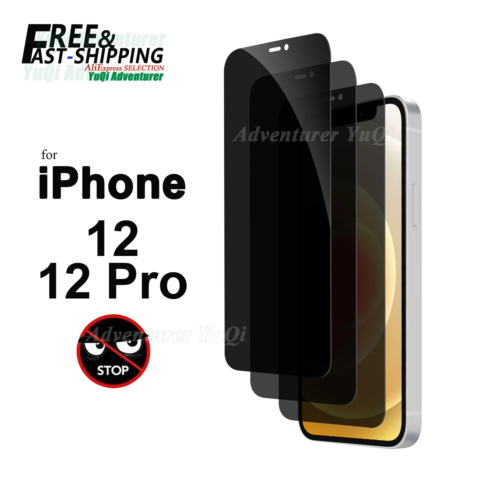 

Anti Spy Screen Protector For iPhone 12 Pro, Tempered Glass Privacy Peep Scratch 9H Case Friendly High Aluminum Mica