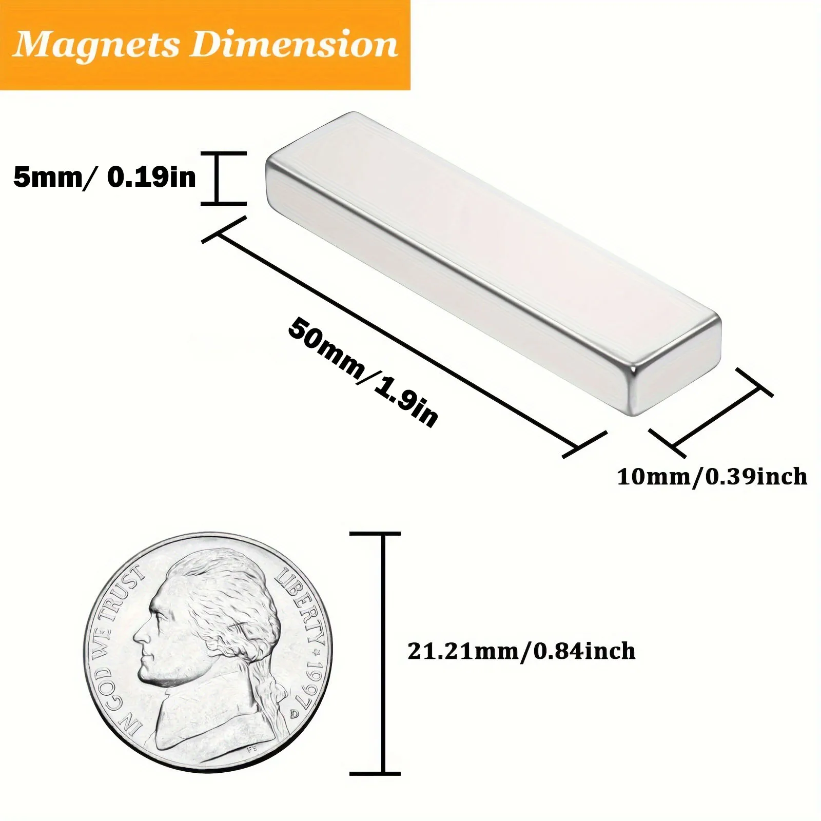 50x10x5（10pcs） Magnet for Office and Tool Storage, Storage Magnet, Map Magnet, Drawer Closure Magnet