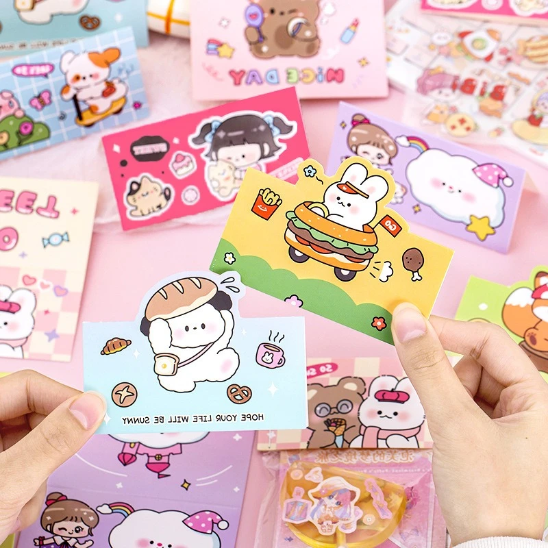 100 pcs Wholesale Cute Ins  Stereo Greeting Card Birthday Thank You Graduation Mini Message Card Packaging Decor