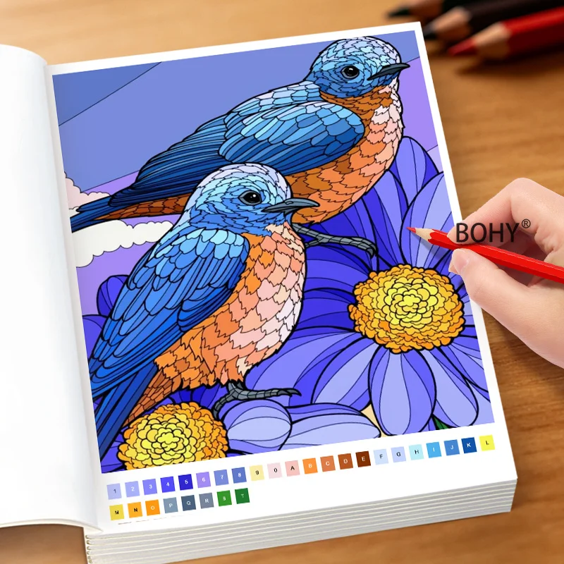 1 Garden Forest Adult Decompression Coloring Album, 32 Pages, Improving Aesthetic Ability, Color Matching Skills Learning