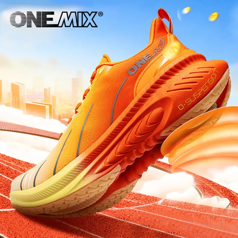 ONEMIX New Cushioning Running Shoes for Men Suitable Heavy Runners Lace Up Sports Women Non-slip Outdoor Athletic Male Sneakers