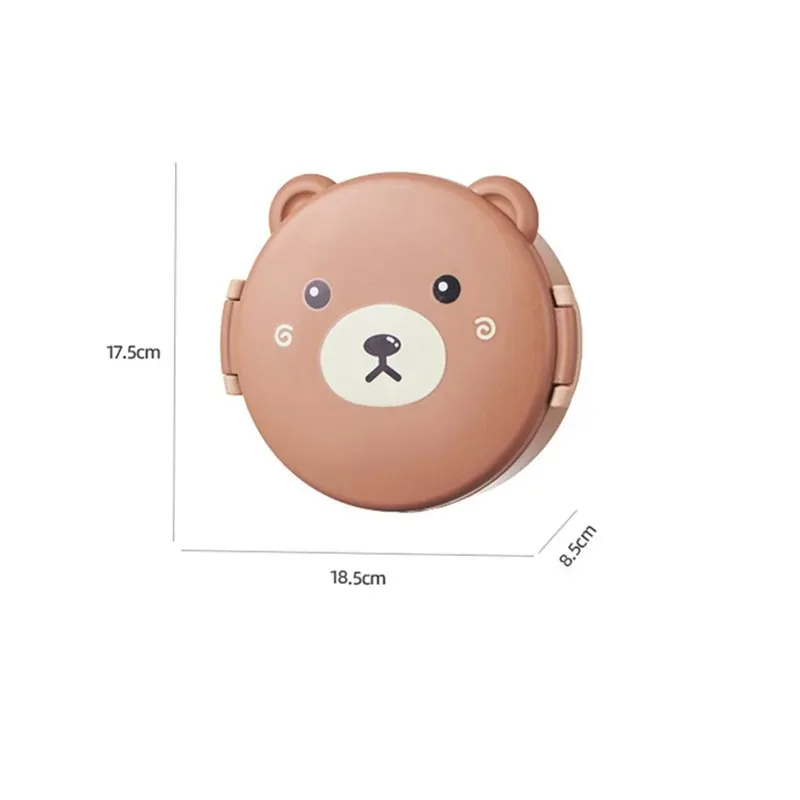 구획이있는 귀여운 곰 도시락 상자 뚜껑이있는 점심 식품 용기 Almacenamiento Cocina 어린이 학교를위한 휴대용 도시락 상자