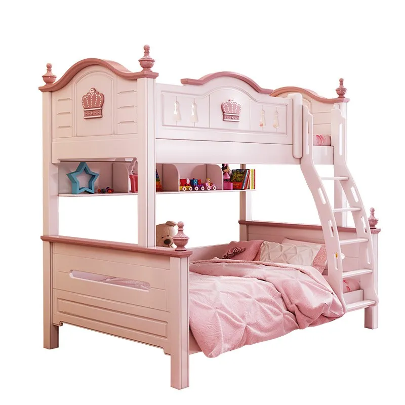 Letto per bambini letto principessa rosa moderno letti a castello per bambini mobili per camera da letto per ragazze matrimoniali in legno stile americano