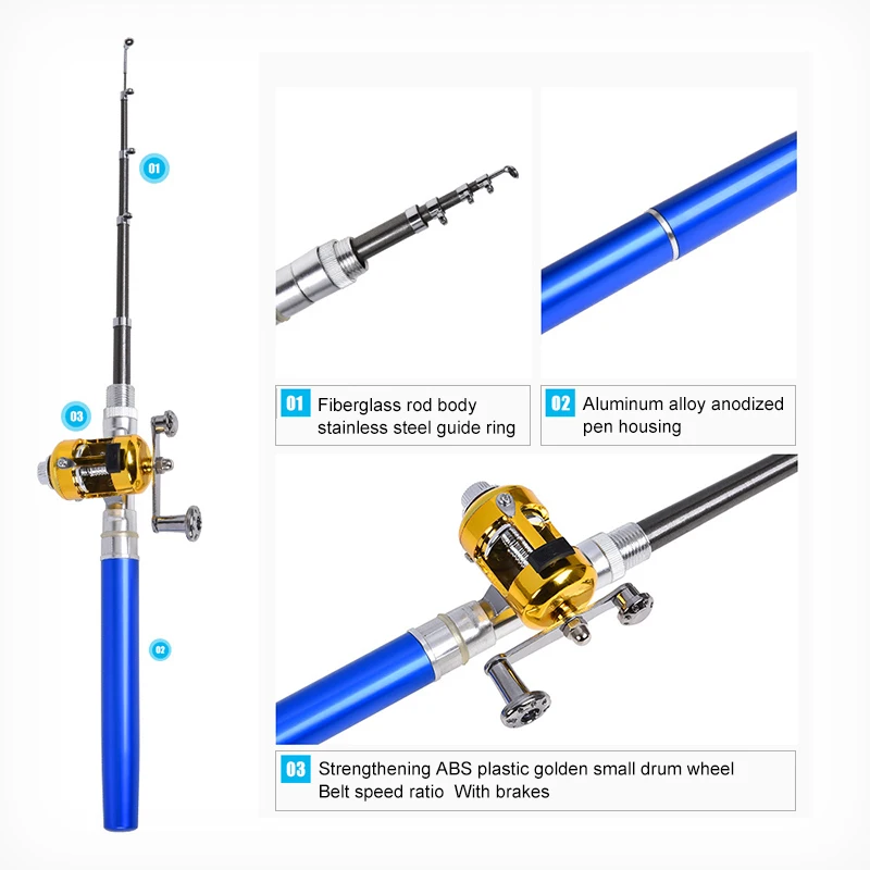 1pc Only Ultra Short Pocket Rods Steelhead Fishing Rods Small Micro Mini Fishing Rods 1m 1.4m 1.6 Drum Reel Ice Fishing