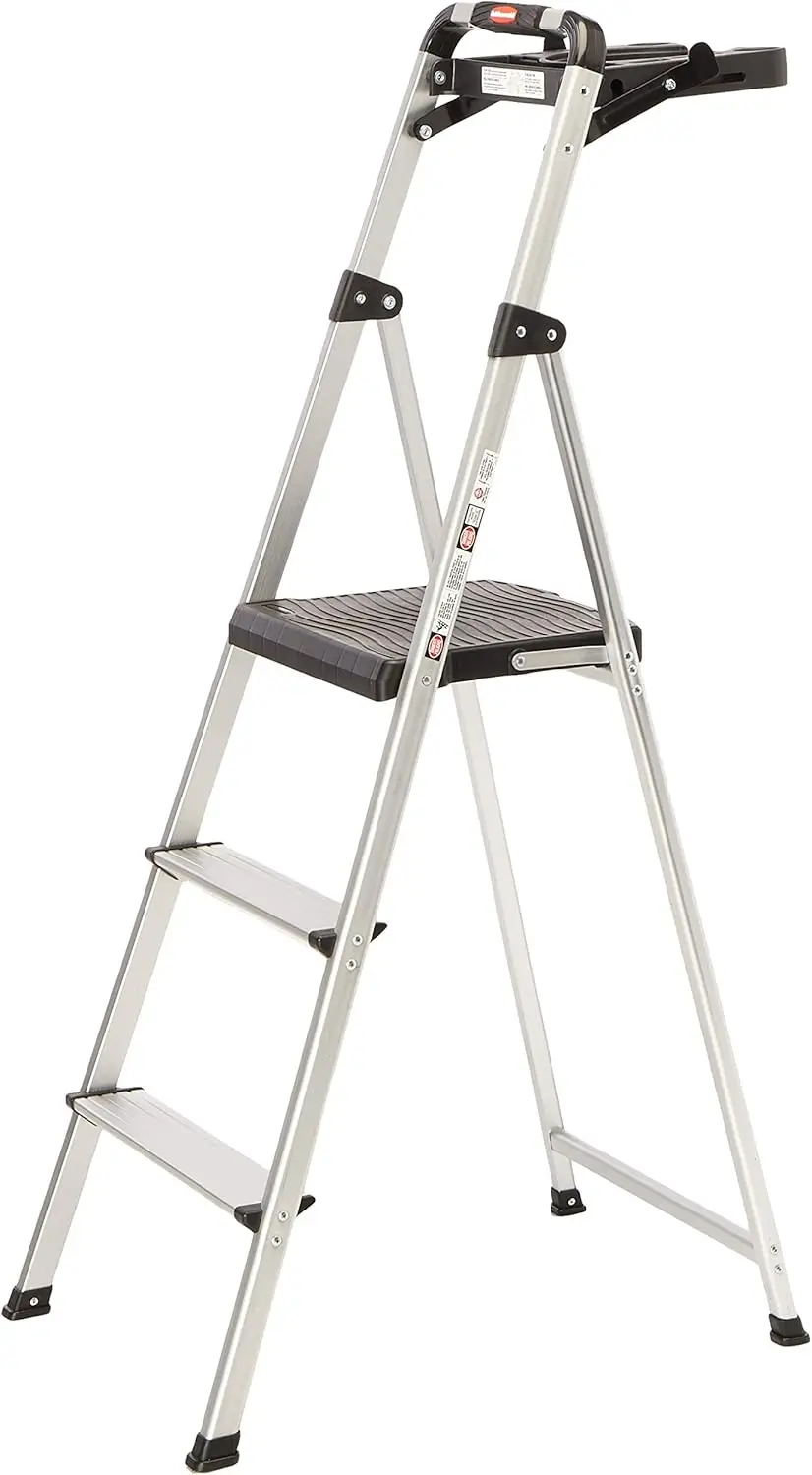 

RM-SLA3-T 3-Step Lightweight Aluminum Folding Step Ladder with Project Tray, 225 lb Capacity, Gray