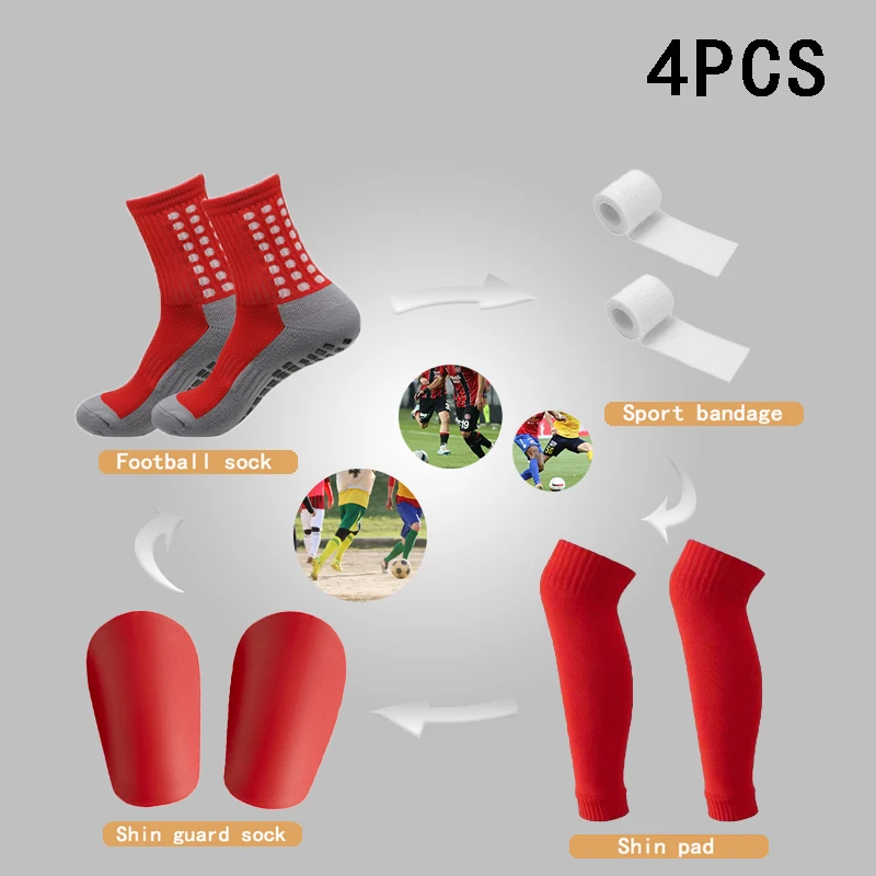 

4PCS Set Non-Slip Viscose Football Socks with Drawstring Bag for Men & Women Outdoor Sports Running Basketball