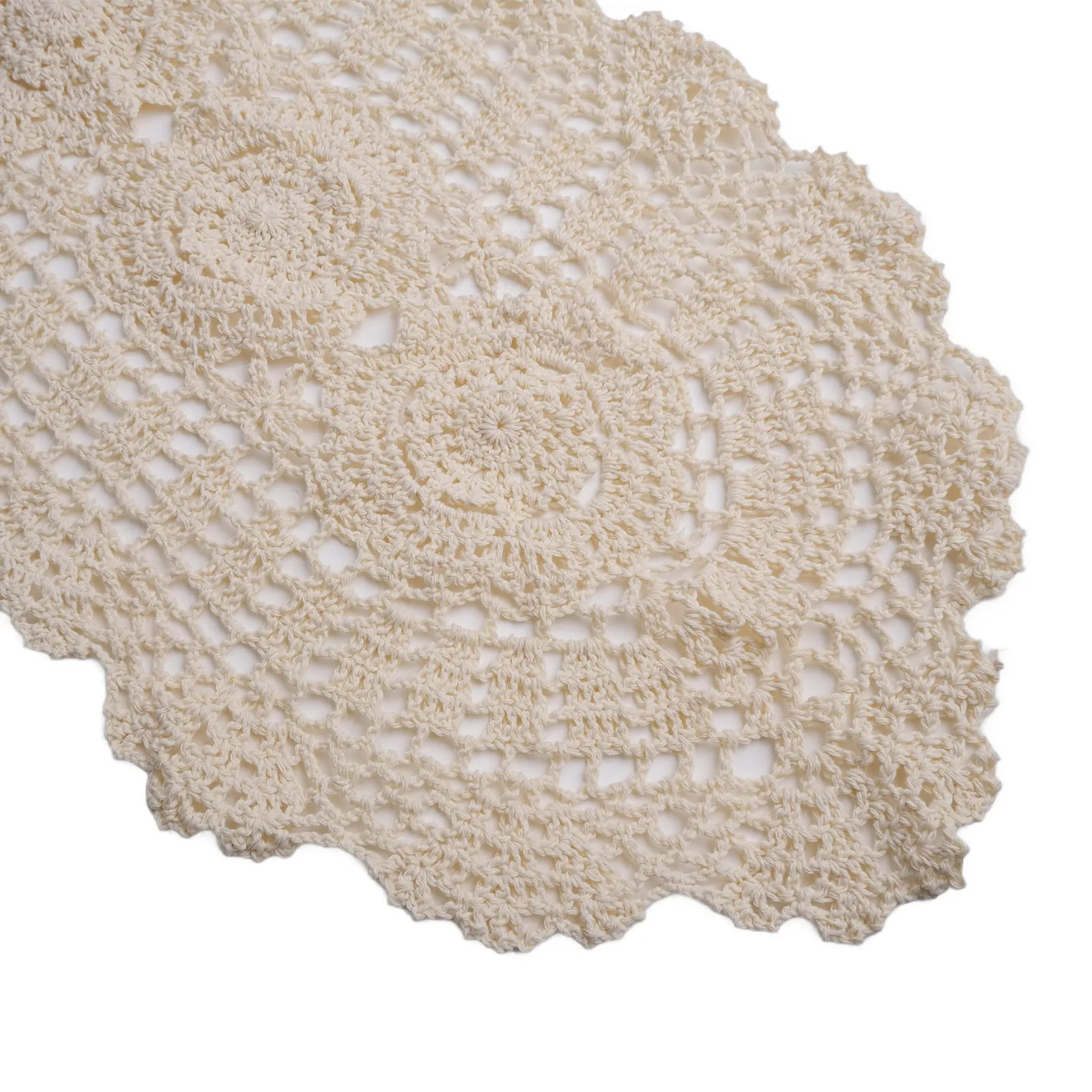 Cotton Table Runner Crocheted Doily Floral Handicraft Hollow-out Home decor Lace Oval Runner Table Vintage 30x70cm