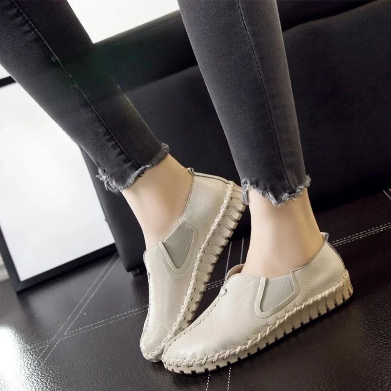 

2025 обувь ручной работы из натуральной кожи, балетки на плоской подошве, женская повседневная обувь, женская обувь на плоской подошве, кожаные слипоны для стайлинга автомобилей