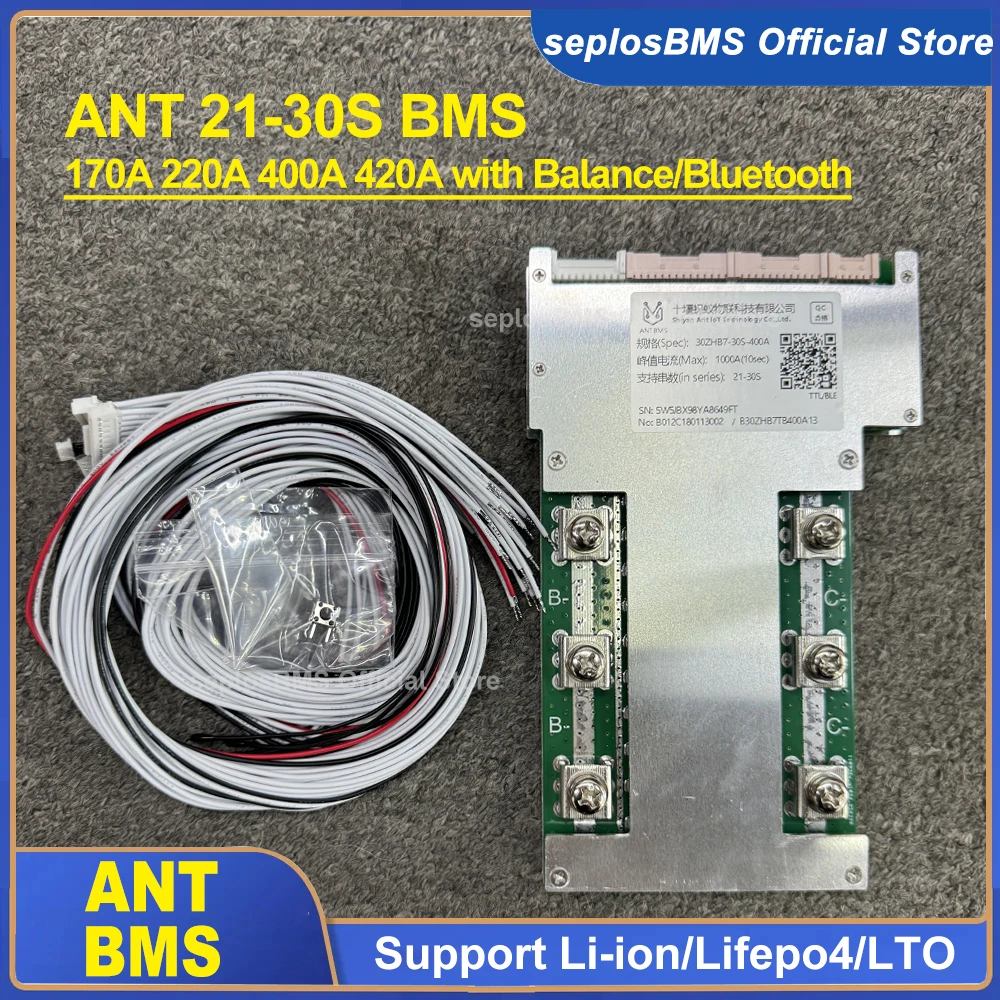 ANT BMS Smart 21S ~ 30S Lifepo4 Li-ion LTO Battery Protection Board 170A 420A 950A Bluetooth APP Phone 24S 26S 28S 84V 96V 126V