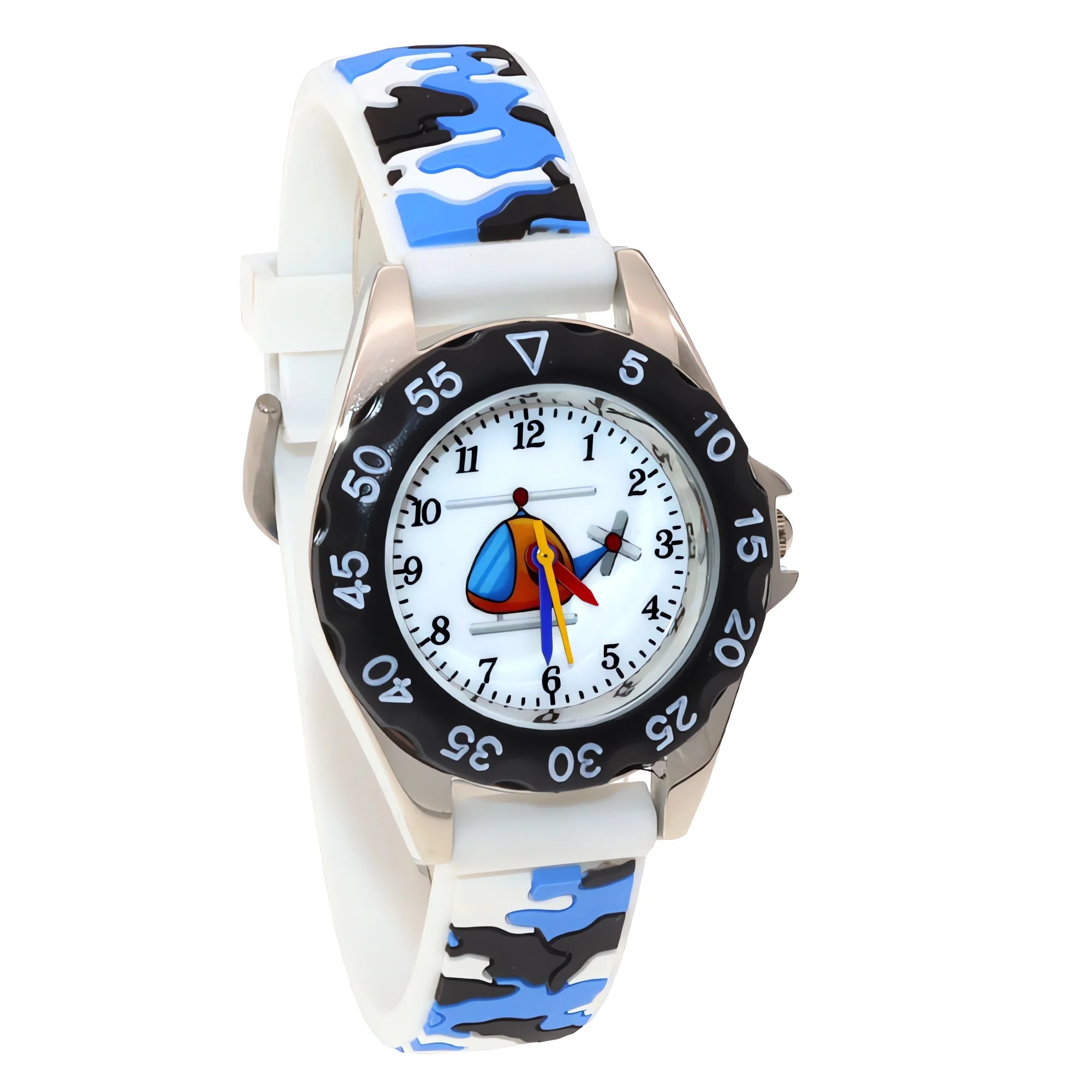 Children's Camouflage Quartz Digital Wristwatch with Silicone Strap Fashionable Waterproof Timepiece for Boys And Girls