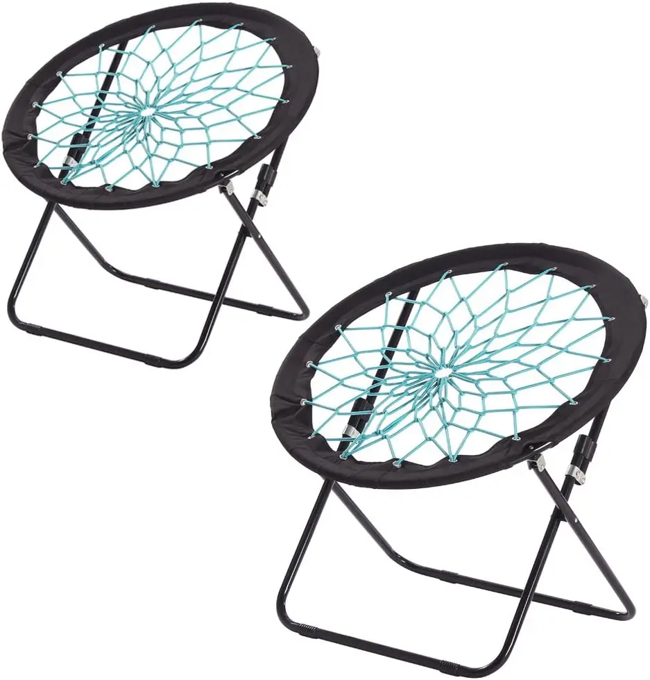 

Bunjo Bungee Dish Chair Folding Relax Fun Chair for Room Garden Dorm Rooms and Lounging in Living Rooms, and Bed Rooms,