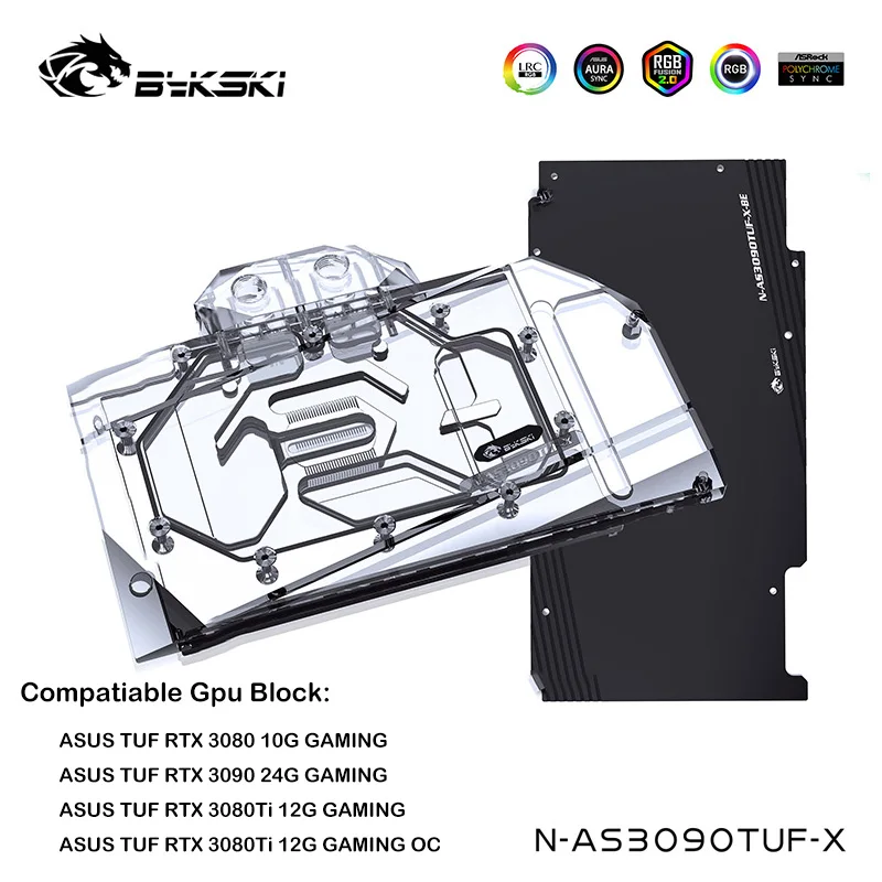 

Bykski GPU Water Block For ASUS TUF RTX3090/3080 GAMING Graphics Card,Full Cover Cooler, RGB/A-RGB M/B SYNC,N-AS3090TUF-X