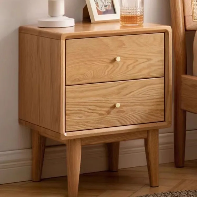 

Прикроватная тумбочка из цельного дерева в скандинавском стиле, шкаф для хранения с двойной перекачкой, простая современная мебель из дуба для спальни, журнальная прикроватная тумбочка Wee탁